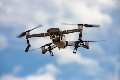 DJI Mavic 2 Pro zoom drone flying in Cambridgeshire UK.