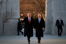 President Donald Trump and Vice President visit the Martin Luther King Jr. Memorial, in Washington