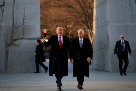 President Donald Trump and Vice President visit the Martin Luther King Jr. Memorial, in Washington