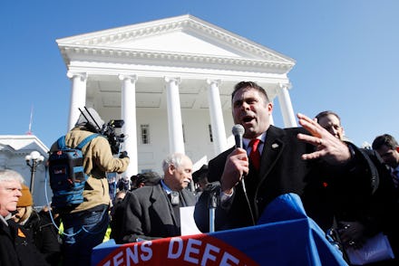 Virginia Del. Nick Freitas, R-Culpeper, addresses a pro gun rally at the Virginia State Capitol, in ...