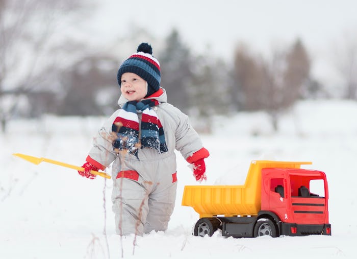 Pulling out your kid's dump trucks is the perfect way to spend an afternoon in the snow.