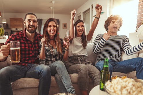 Make 49er themed drinks for Super Bowl Sunday.