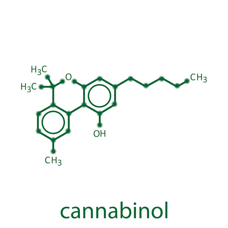 Cannabinol molecule skeletal formula icon
