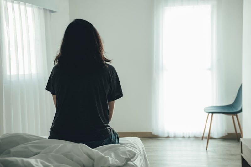 panic attacks young girl sad fear stressful depressed emotional.crying begging help.concept for stop...