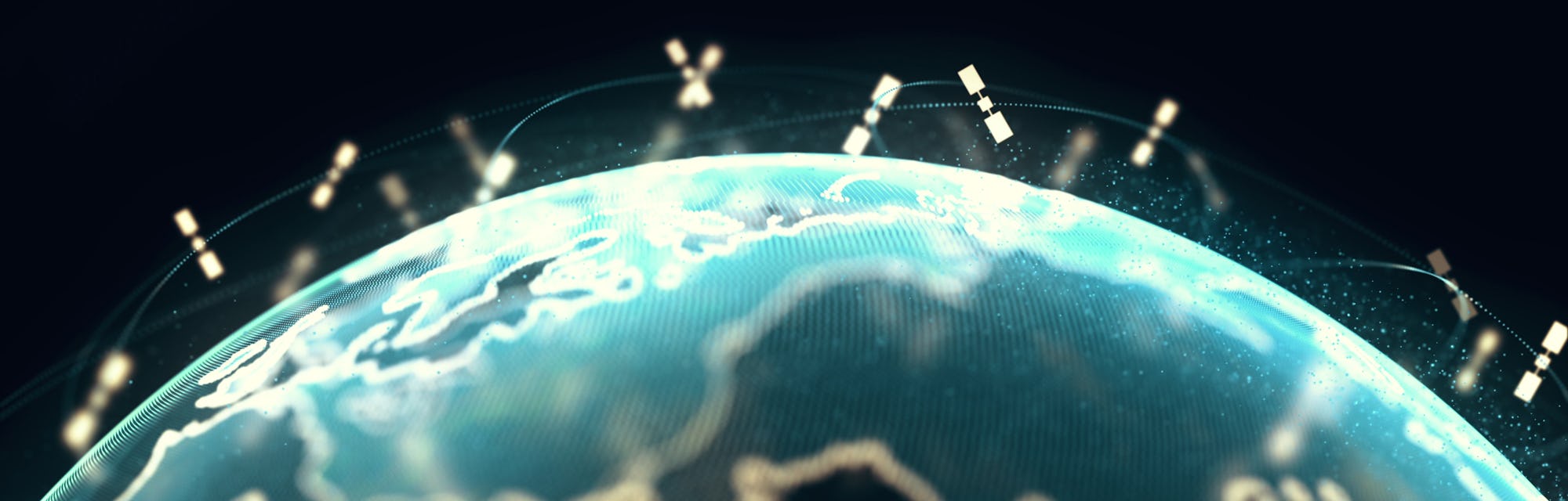 abstract 3D rendering satellites starlink network, digital earth data globe - connection the world. ...