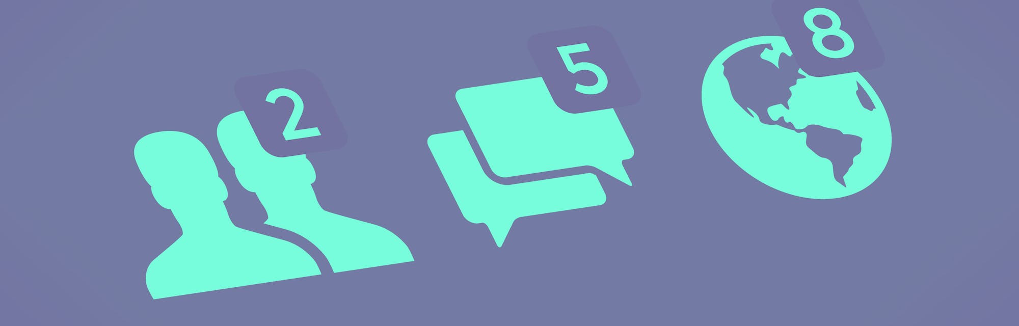 Social network notifications icons - Friends, Messages (Chats, Comments) and Notifications on screen...