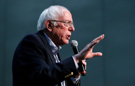 Democratic presidential candidate Sen. Bernie Sanders, I-Vt., speaks at a campaign rally, in Sioux C...