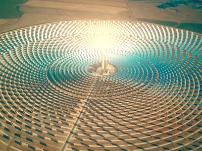 Aerial view of a modern concentrated solar power plant