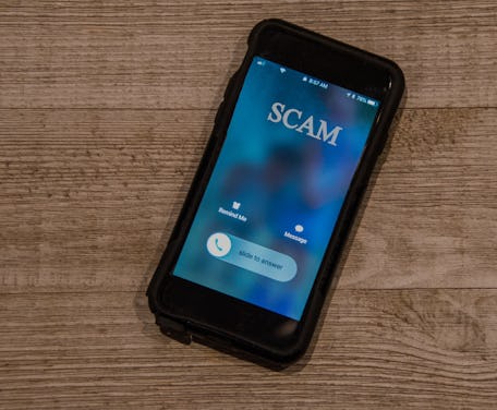 Cell Phone showing call from, Scam