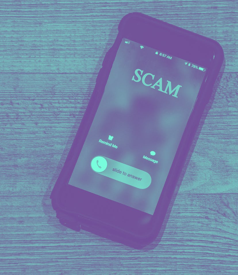 Cell Phone showing call from, Scam