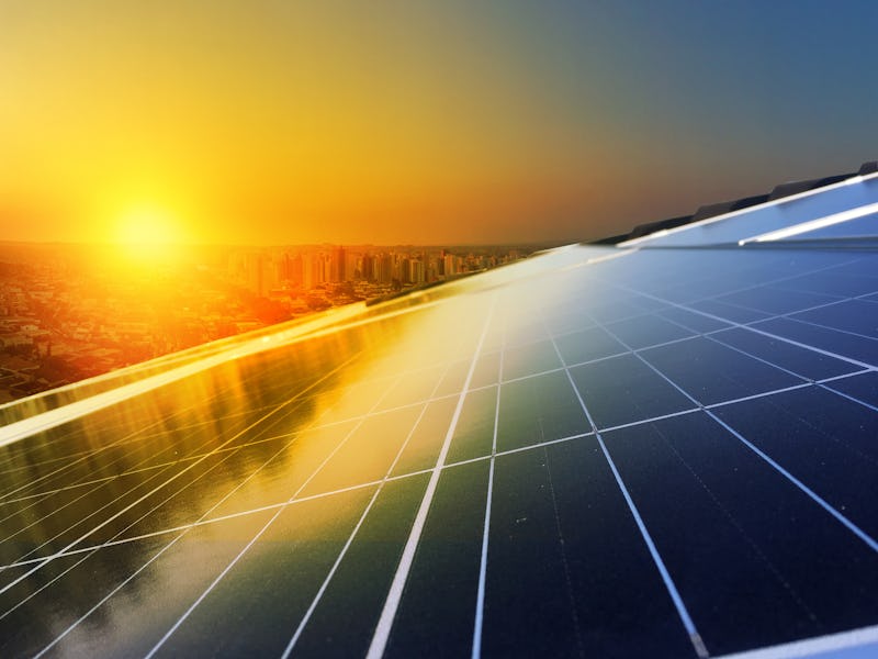 Solar Panel Photovoltaic installation on a Roof, alternative electricity source - Concept Image of ...
