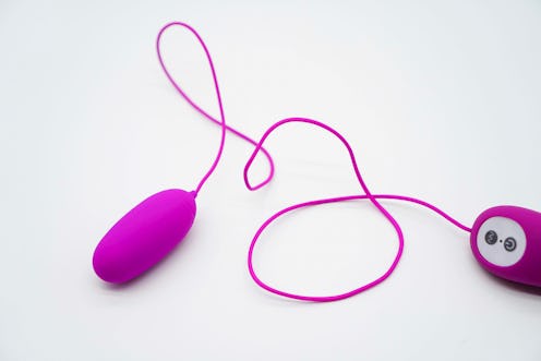 Vibrating egg shake purple on a white background.sex toy for adults.