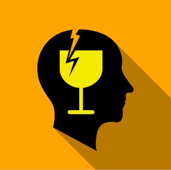 Alcoholic brain icon. Flat illustration of alcoholic brain  icon for web