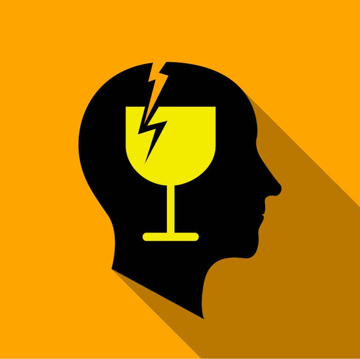 Alcoholic brain icon. Flat illustration of alcoholic brain icon for web