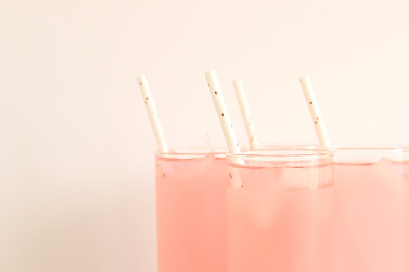 Pink rose spritzers are a light game day drink.