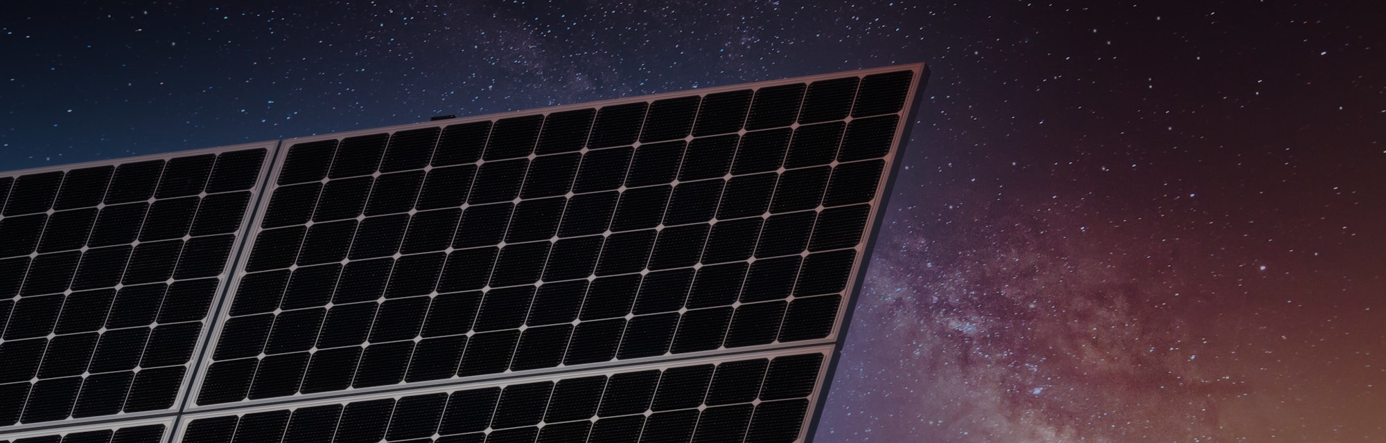 A solar panel seen against the night sky