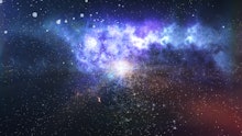 Mysterious 3D illustration of the dark matter explosion and creation of the universe with billions o...