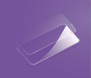 Screen Protector Glass. Vector illustration of transparent tempered glass shield for mobile phone