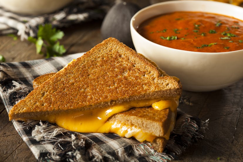 Homemade Grilled Cheese with Trader Joe's Tomato Soup is an easy dinner hack.
