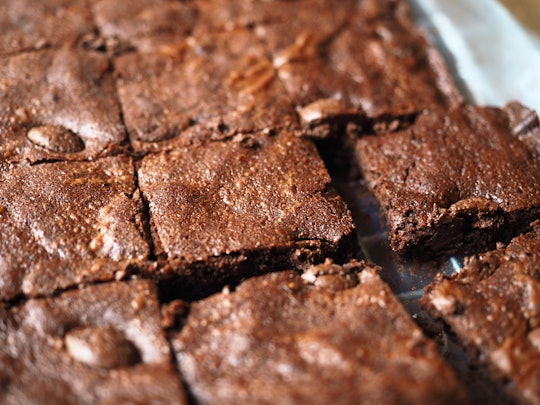 closeup chocolate sheet pan brownies