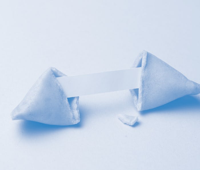 Chinese fortune cookies. Cookies with empty blank inside for prediction words. Blue background