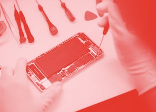 Phone smartphone repair .Technician repair faulty mobile phone in electronic smart phone technology...