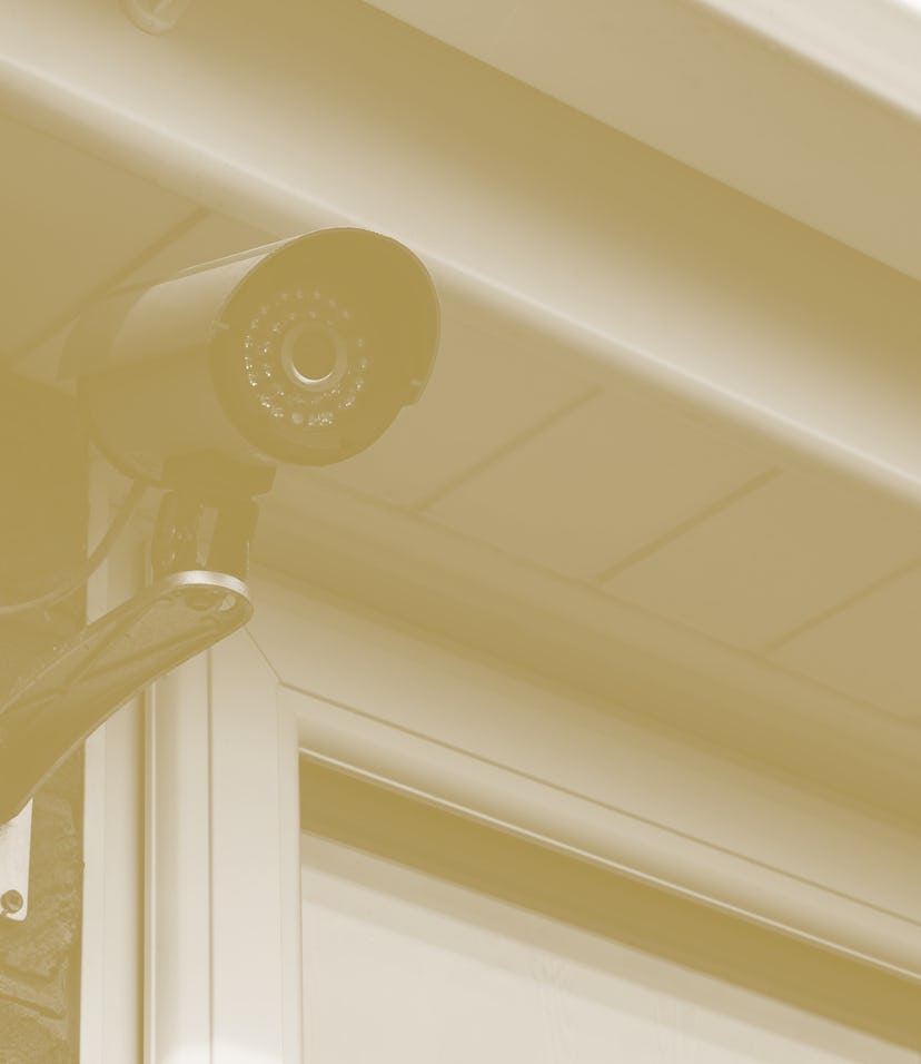 CCTV security camera for home protection, privacy, security against crime & surveillance, mounted on...