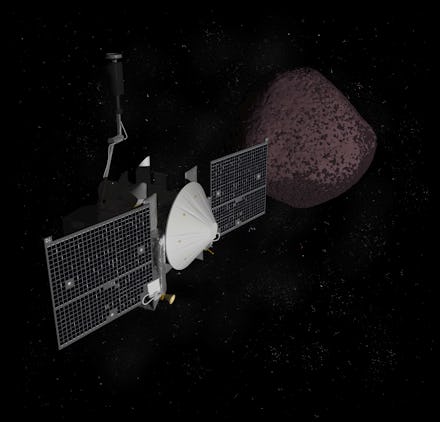 Artist depiction of the OSIRIS REx space probe on it's mission to retrieve a sample from the asteroi...