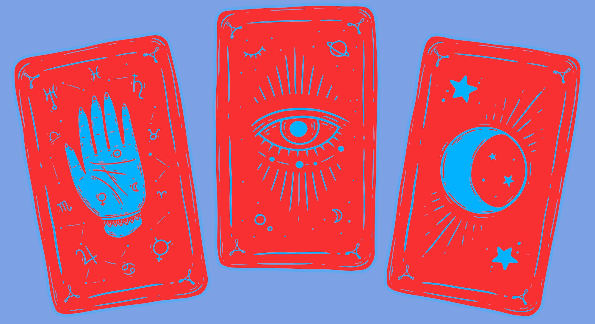 Three black tarot cards. Magic occult set of tarot cards. Engraving vector illustration. Cards isola...