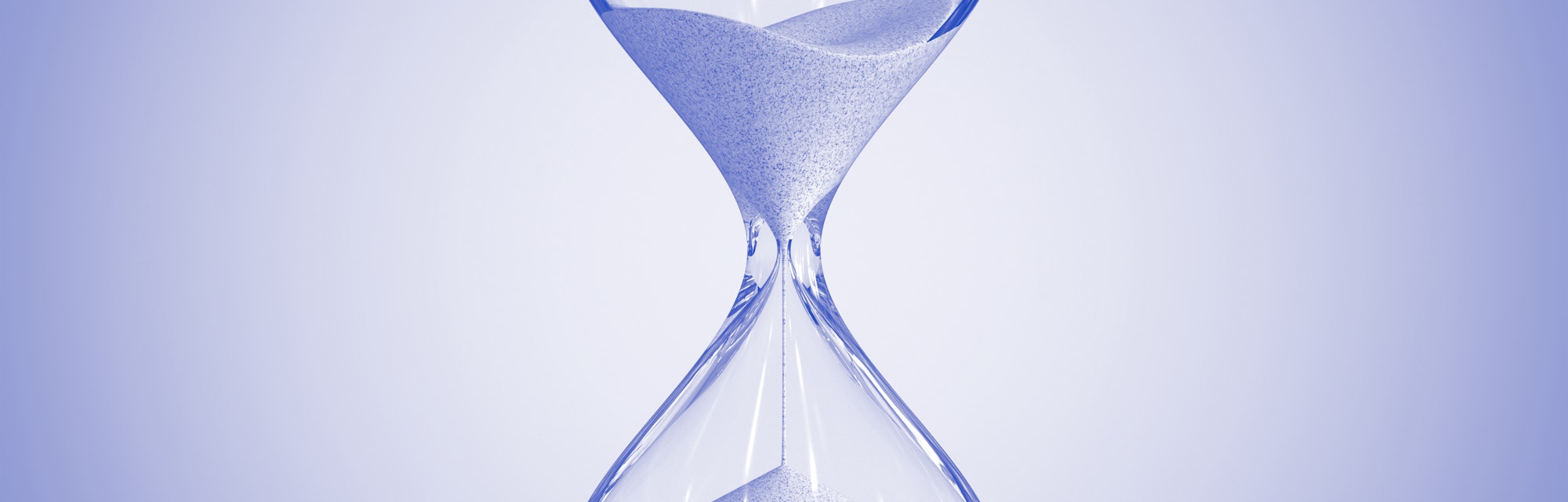 Hourglass on blue background, sandglass 3d rendering