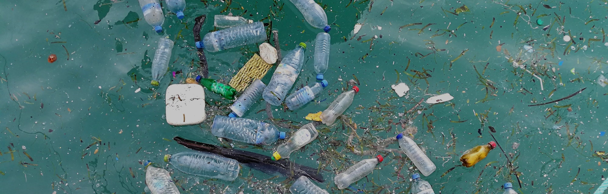 Plastic bottle in the ocean sea water 