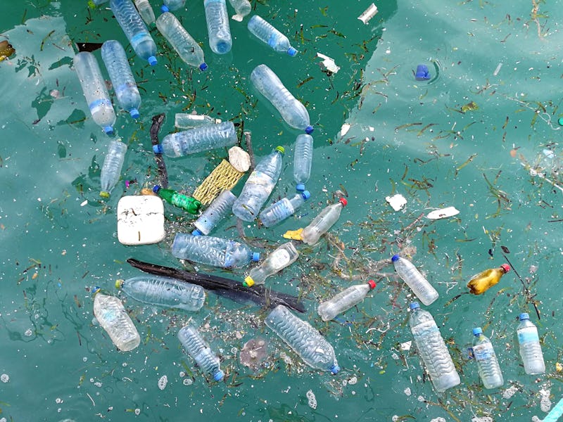 Plastic bottle in the ocean sea water