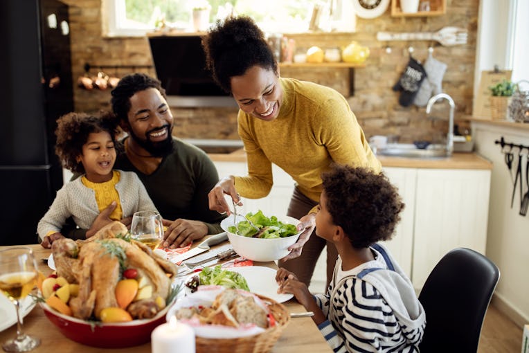 family eating holiday meal
