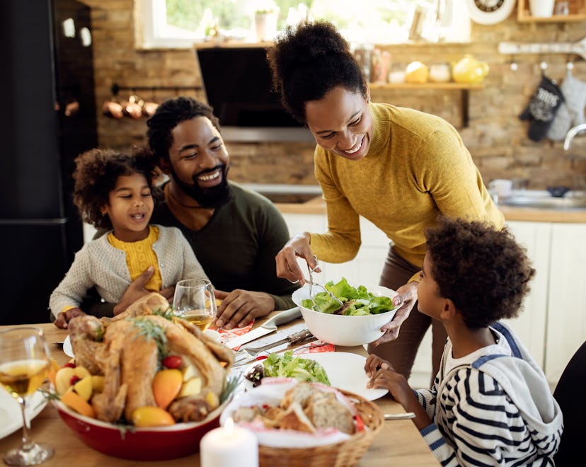 family eating holiday meal