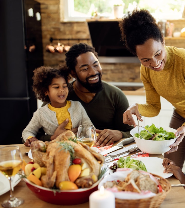 family eating holiday meal 