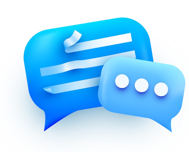 3d Chat bubble. Talk, dialogue, messenger or online support concept. concept. Vector illustration