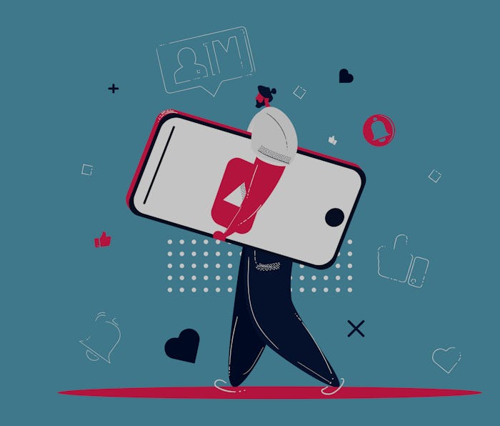 Male video content creator illustration. Blogger, social media influencer concept. Digital Marketing...