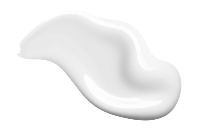 White cosmetic face cream texture. Lotion smear isolated on white background. Beauty skincare produc...
