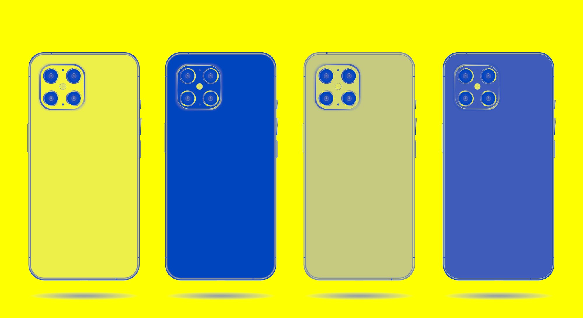 phone back set mickups isolated on white background