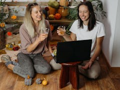 Thanksgiving online party, virtual dinner gathering. Holidays in the Time of COVID new normal, Pande...