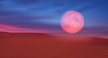 Lunar eclipse over the desert "Elements of this image furnished by NASA "