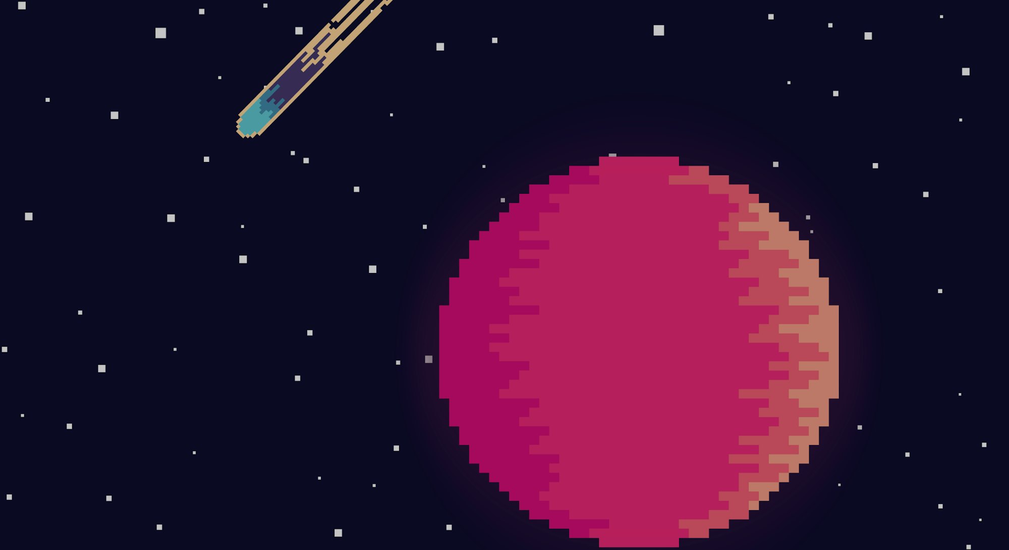 Planet in space. Retro game design interface. Retro computer stars for template or design element wi...