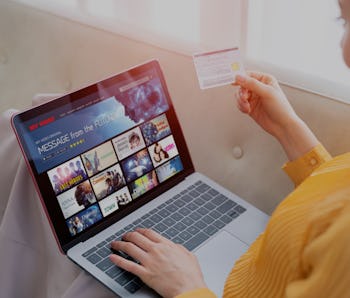 Interface of video distribution service. Subscription service. Streaming video. communication networ...