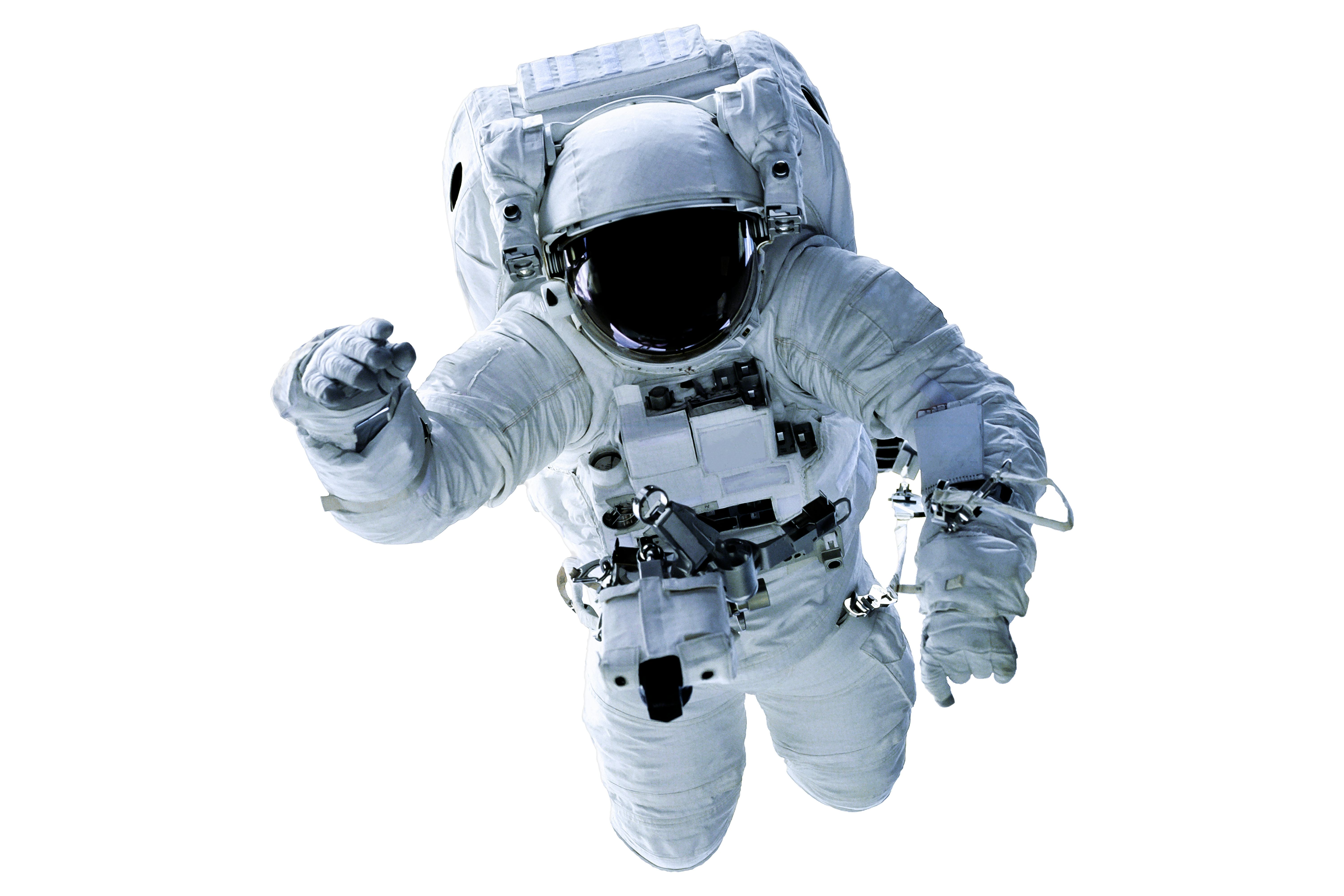 Single space Astronaut with black glas on the helmet isolated on white background. Elements of this ...