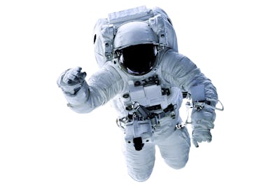 Single space Astronaut with black glas on the helmet isolated on white background. Elements of this ...