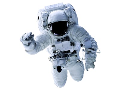 Single space Astronaut with black glas on the helmet isolated on white background. Elements of this ...