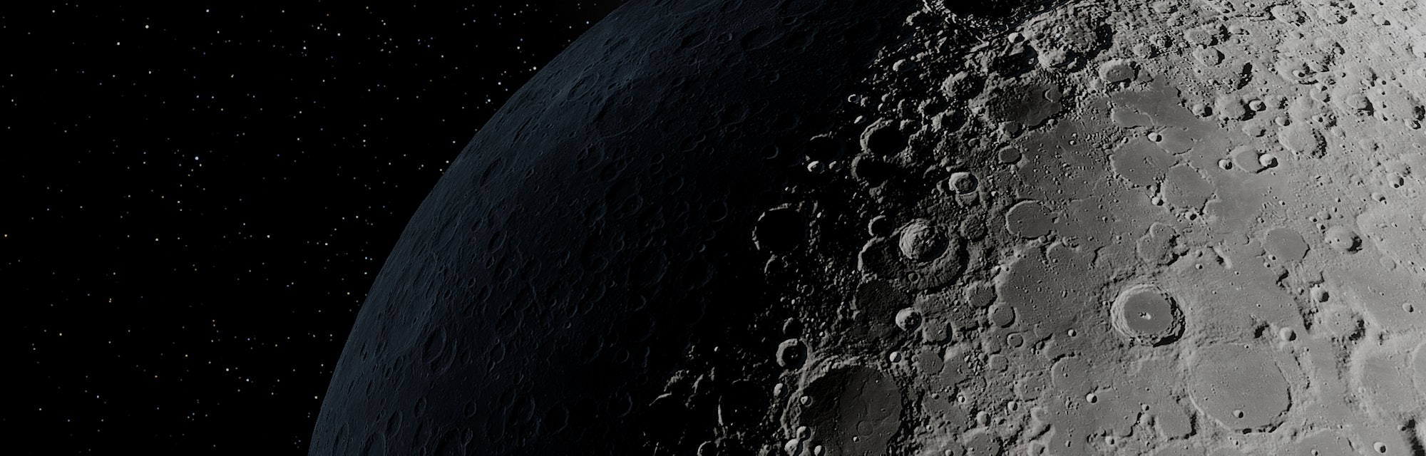 realistic moon in space, craters of the moon, moon, moon with copy-space 3d render