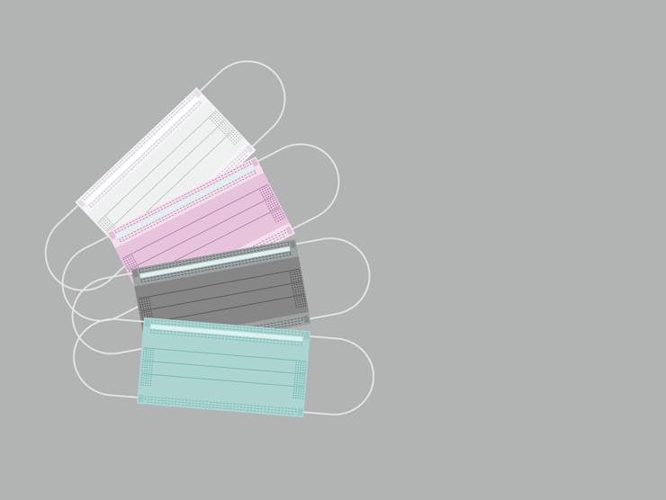 Colorfull of Safety breathing masks. Industrial safety mask, dust protection respirator and breathin...