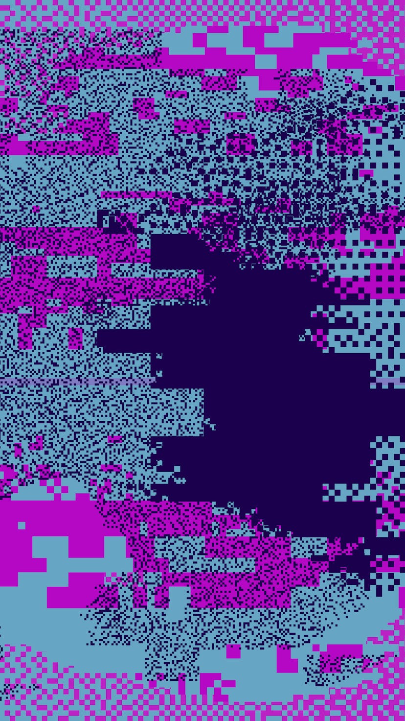 Human head made of particles. Futuristic cyberpunk style vector illustration, concept of malware and...