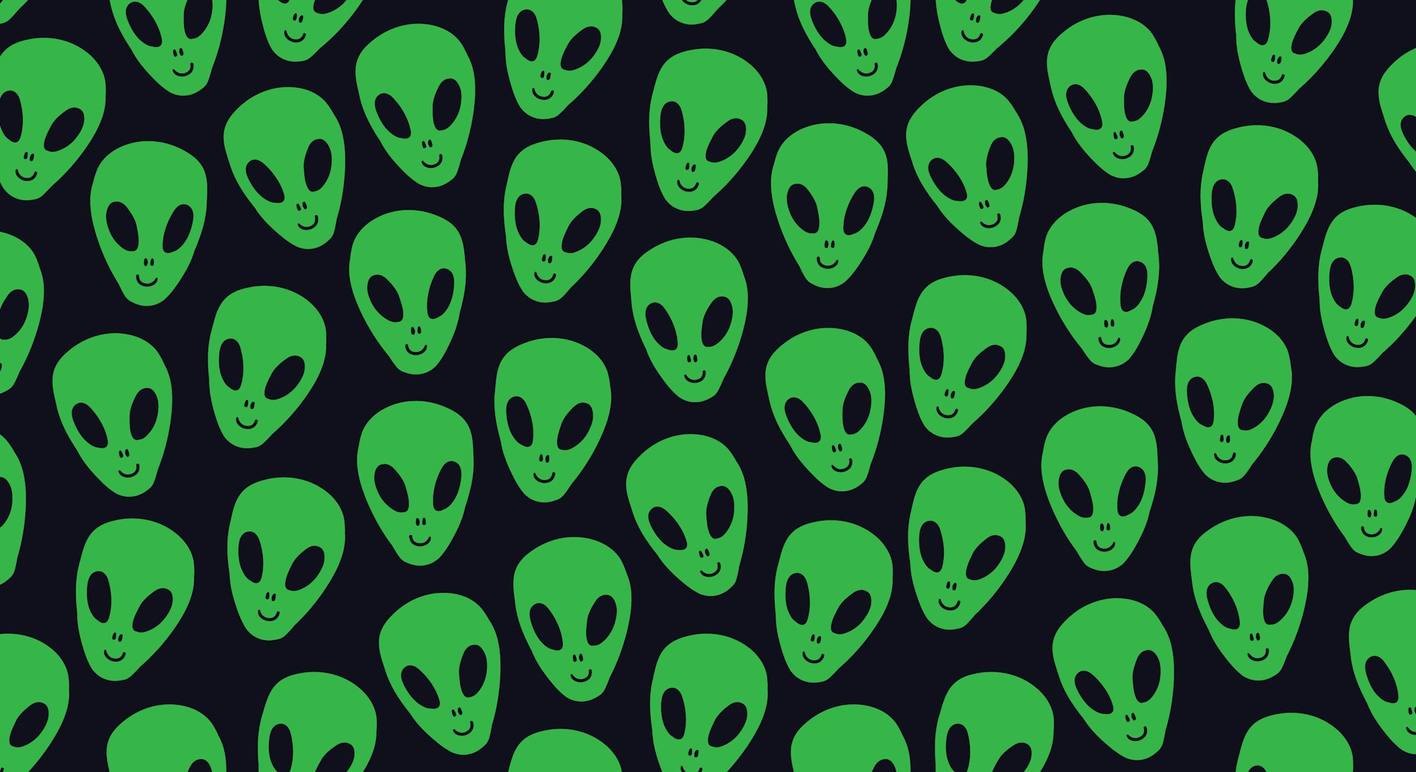 Childish seamless pattern with aliens faces ufo. Sci-fi pattern on dark background. Hand drawn doodl...